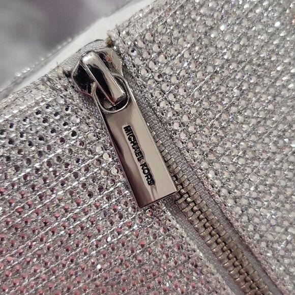 Michael Kors Rue Stiletto Bootie Crystal Embellished Silver Bootie Boot 10M - Picture 8 of 9